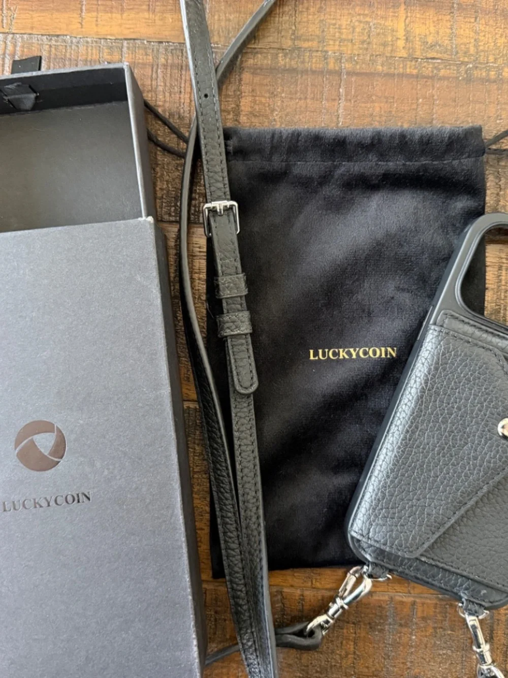 Crossbody Wallet Case for iPhone 14 Pro Max- Pebble Black
